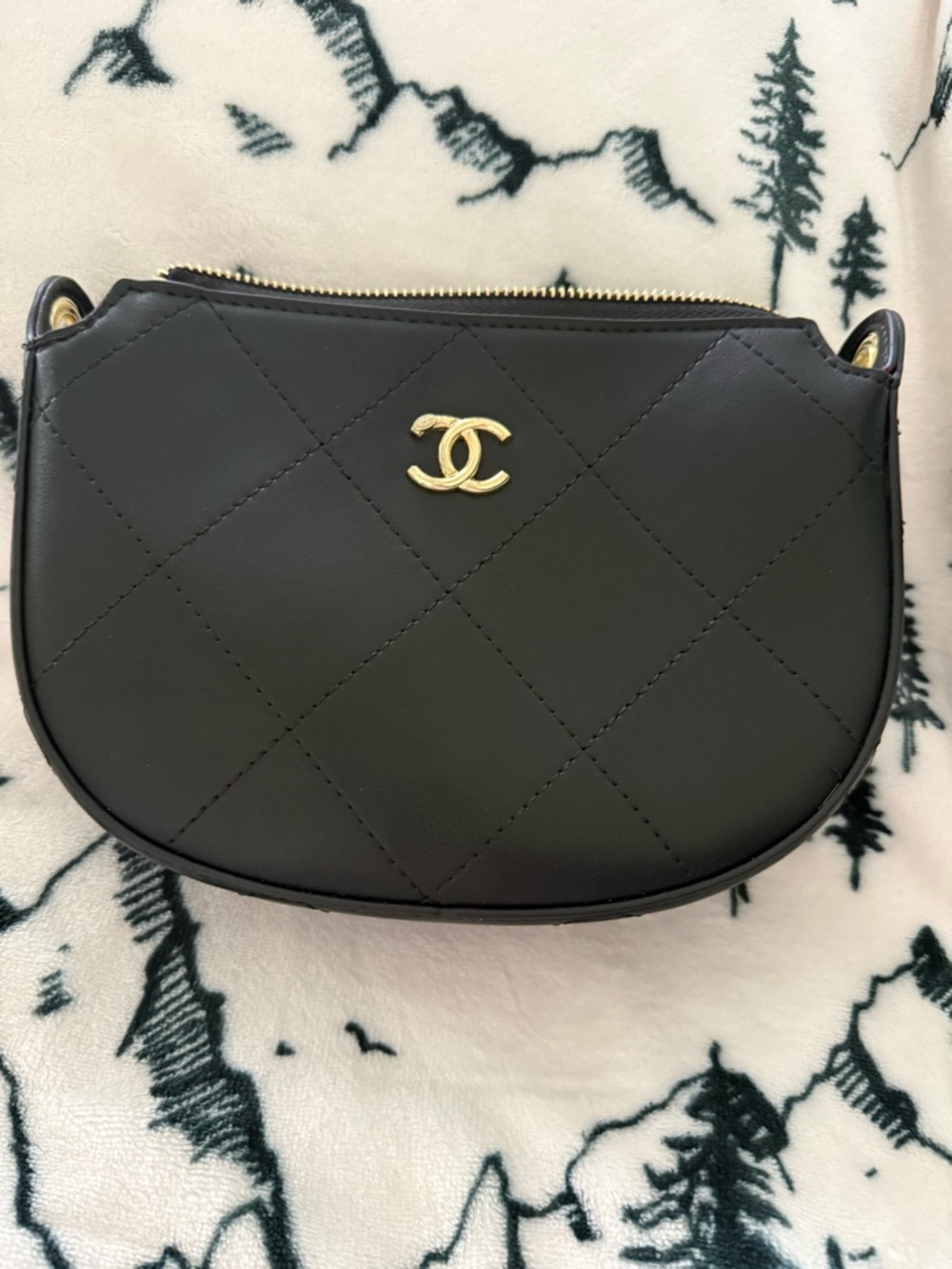 Chanel Black Quilted  Shoulder Bag with Gold CC Logo